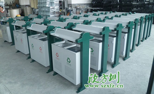 欣方圳鋼板分類垃圾桶，二十年專為小區(qū)潔凈服務(wù)