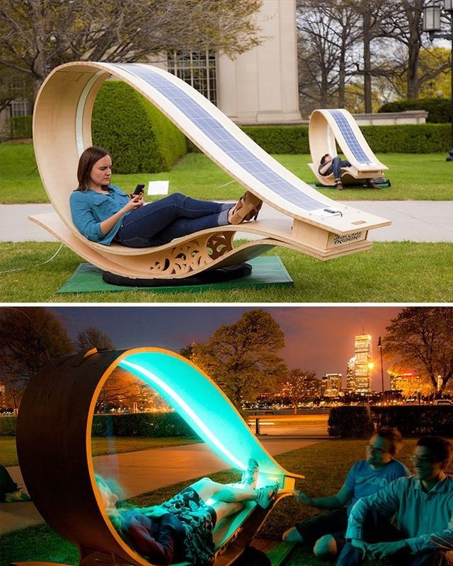 太陽能戶外休閑椅子夜晚能發(fā)光，創(chuàng)意設(shè)計裝飾公共空間藝術(shù)性